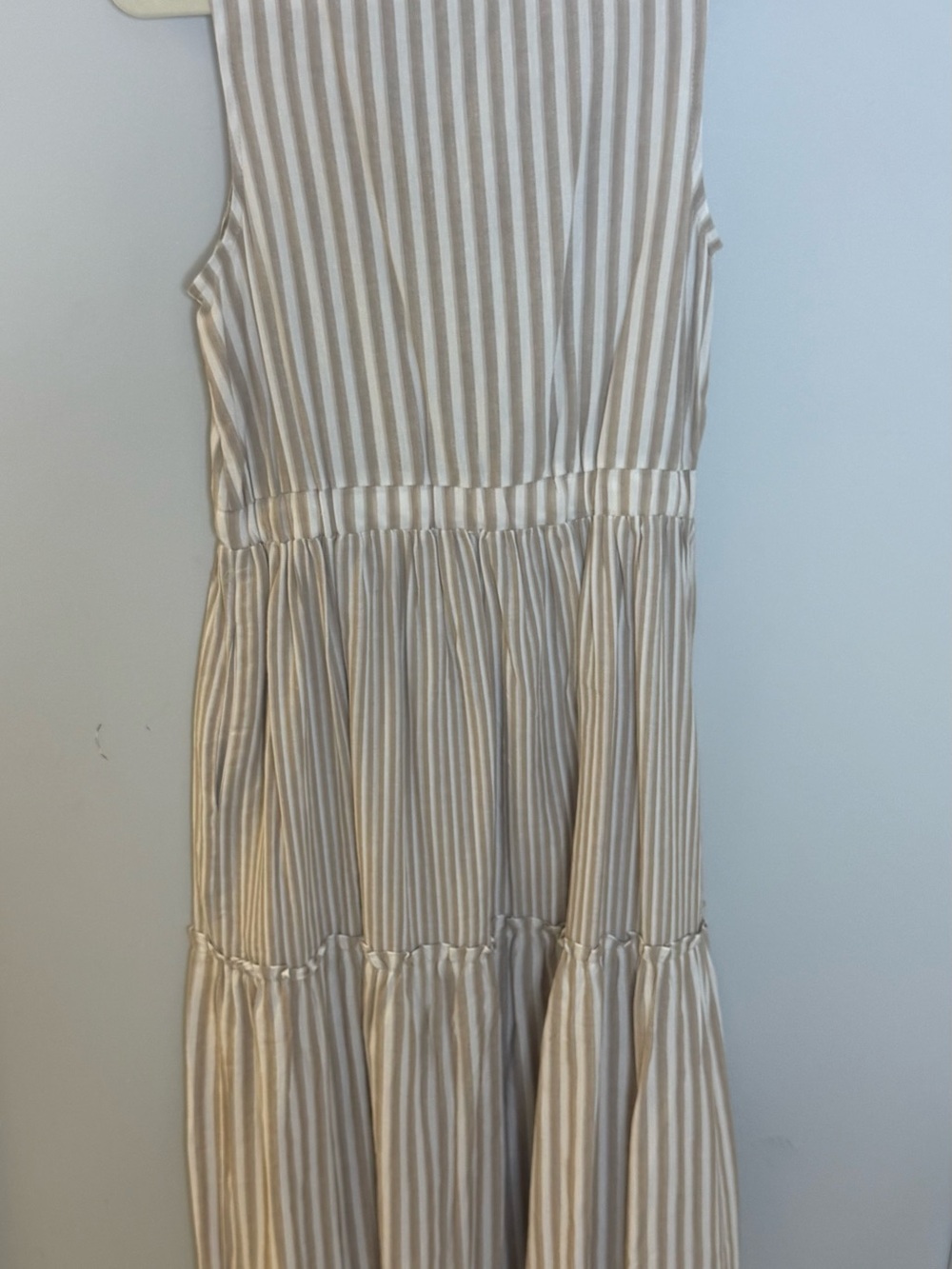 Hem‎ & Thread Cream and White Striped Sleeveless Tiered Maxi Dress - Picture 3 of 3